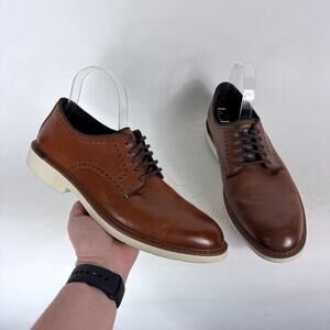 Cole Haan Go-To Plain Toe Oxford Men's 8.5 W Brown Leather Lace-Up Classic Dress